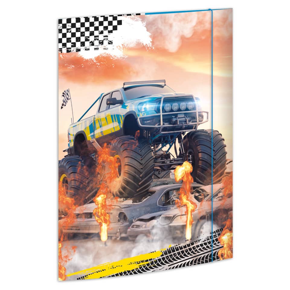 Monster-Truck, Offroad, Flammen, Große Reifen, Budget-Wandbild