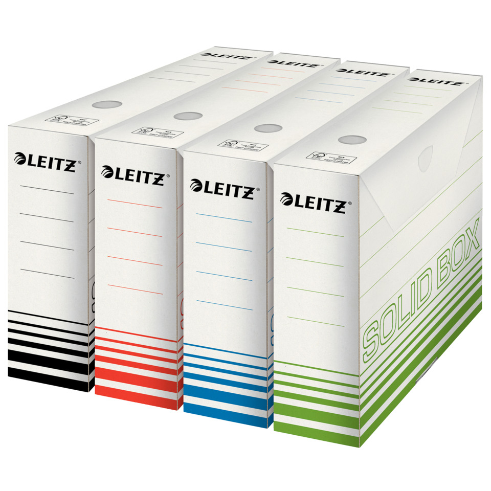 Klebeboxen, Leitz Box, Dokumentenkassette, Kunststoffbox, Schwarz-Weiß?, Soli Box, Kassensystem, Kartonboxen, Leitz, Schwarze Streifen, Bürobedarf