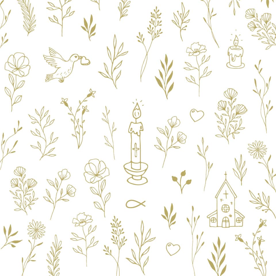 pattern, floral, candles, church, dove