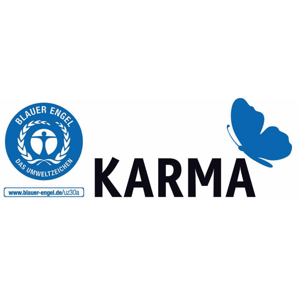 Karma, Schmetterling, Logo, Blauer Engel, Umweltzeichen