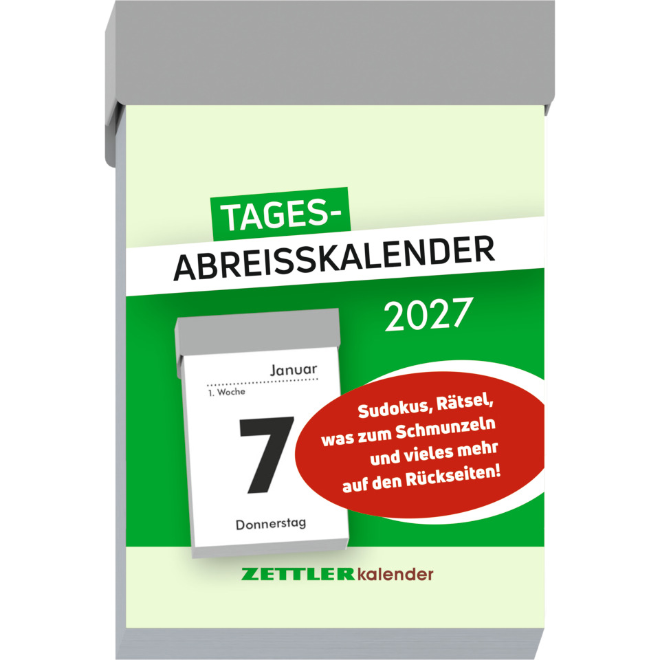 Tagesabreisskalender, Kalender, Januar, Donnerstag, Zettelkalender