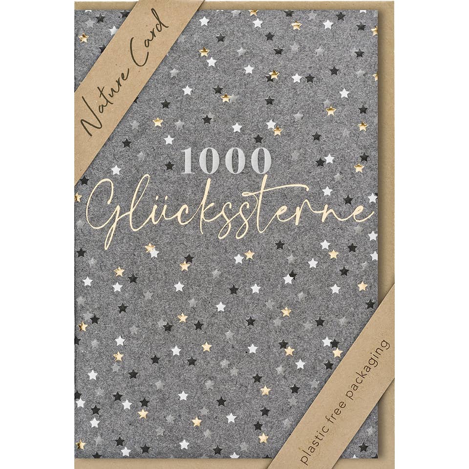 Nature Card, Grußkarte, Sterne Muster, Graue Karte, Verpackungskarte