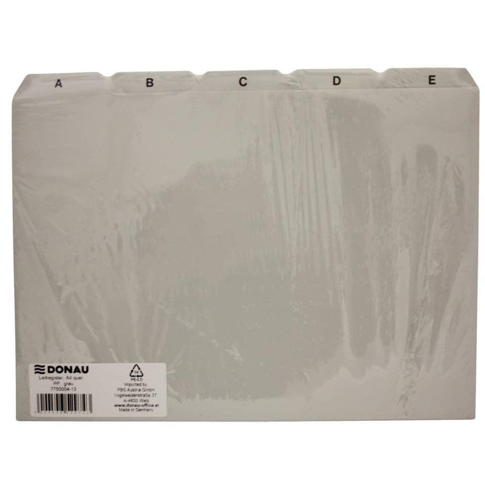 Leitregister, A4 quer, PP, grau DONAU 7750004-13