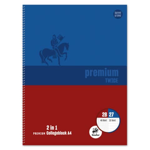 Collegeblock 2in1, A4, 80 Blatt, Lin.27/28, liniert/kariert STAUFEN PREMIUM 734500600