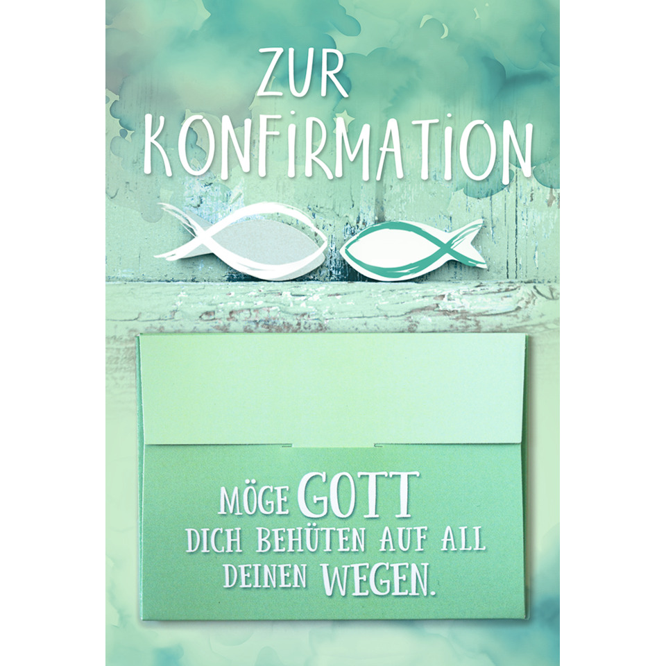 Konfirmationskarten, Glückwunschkarte, Kartenmotiv, Grüner Farbton, Schriftzug