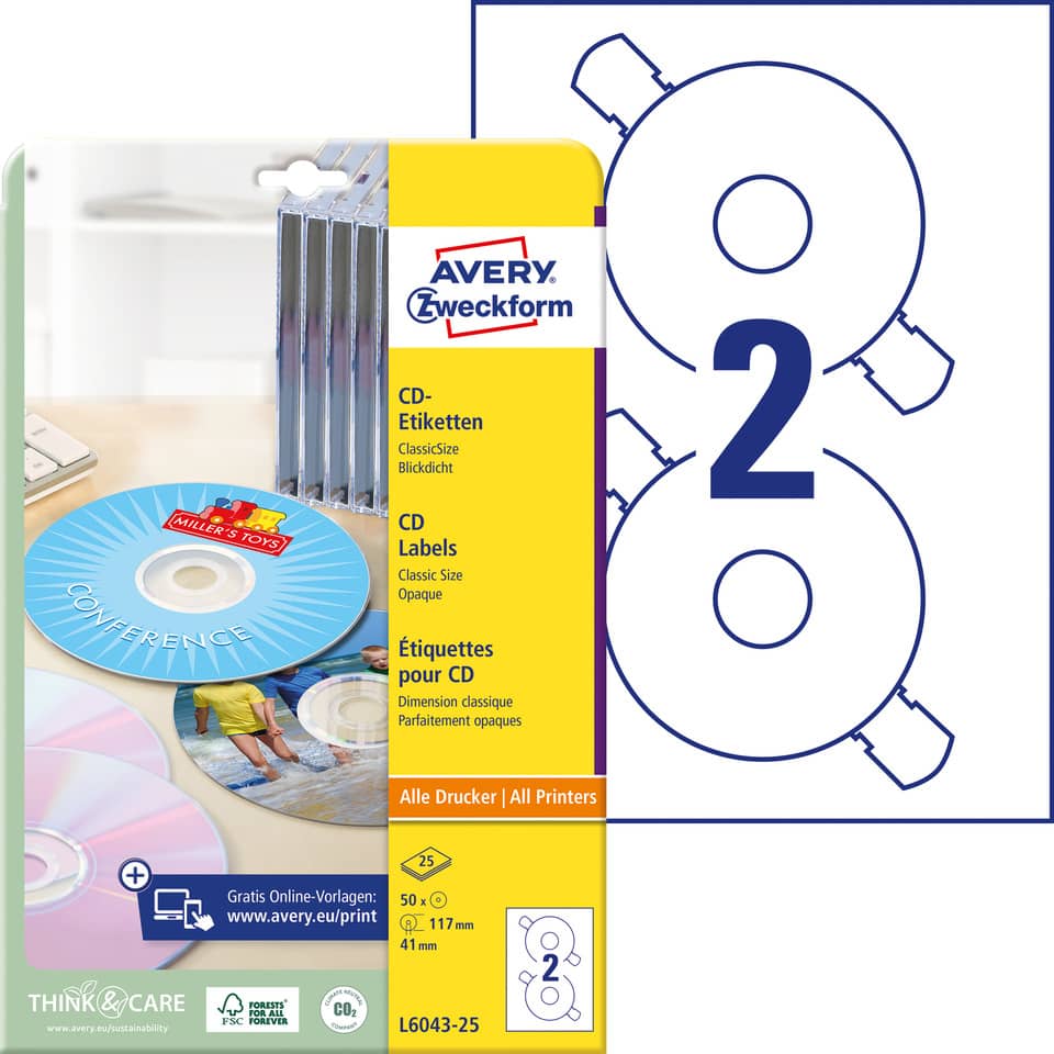 CD-Labels, CD-Etiketten, Labeltape, CD-Labels, Zweckform