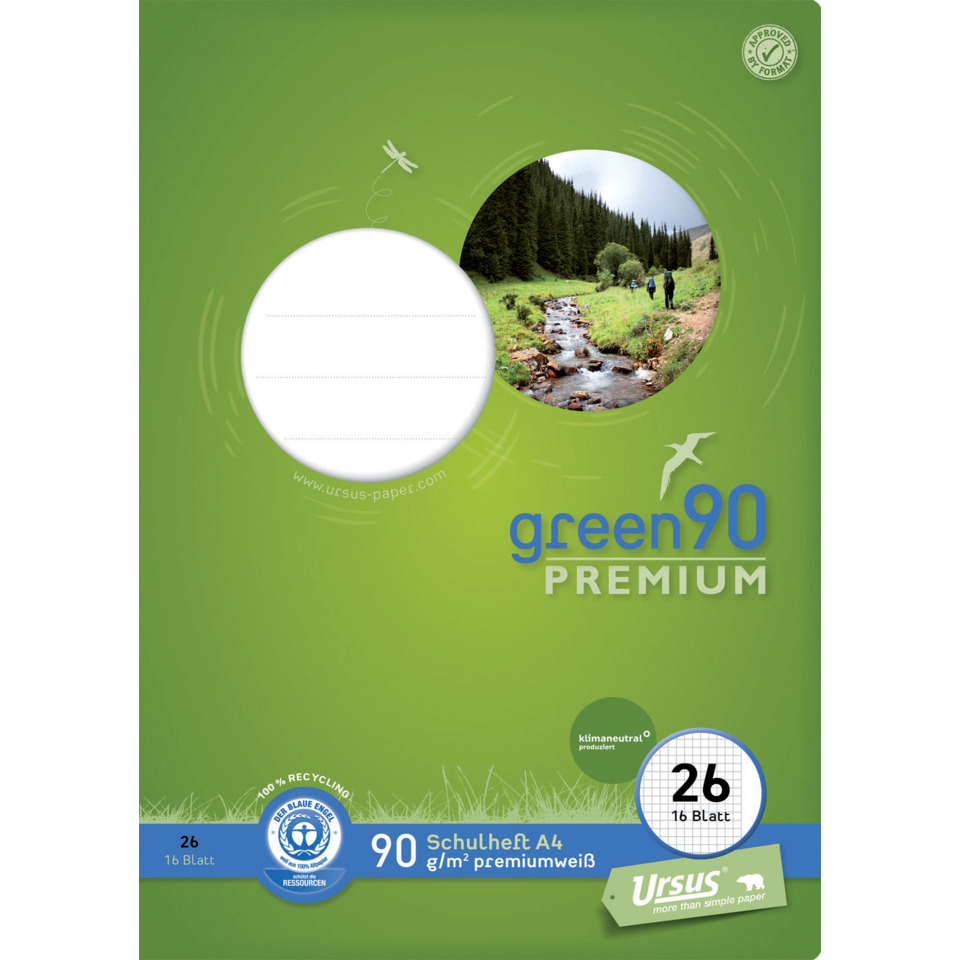 Grünes Notebook-Papier, Kopierpapier, A4, 90 g/m², RECYCLING