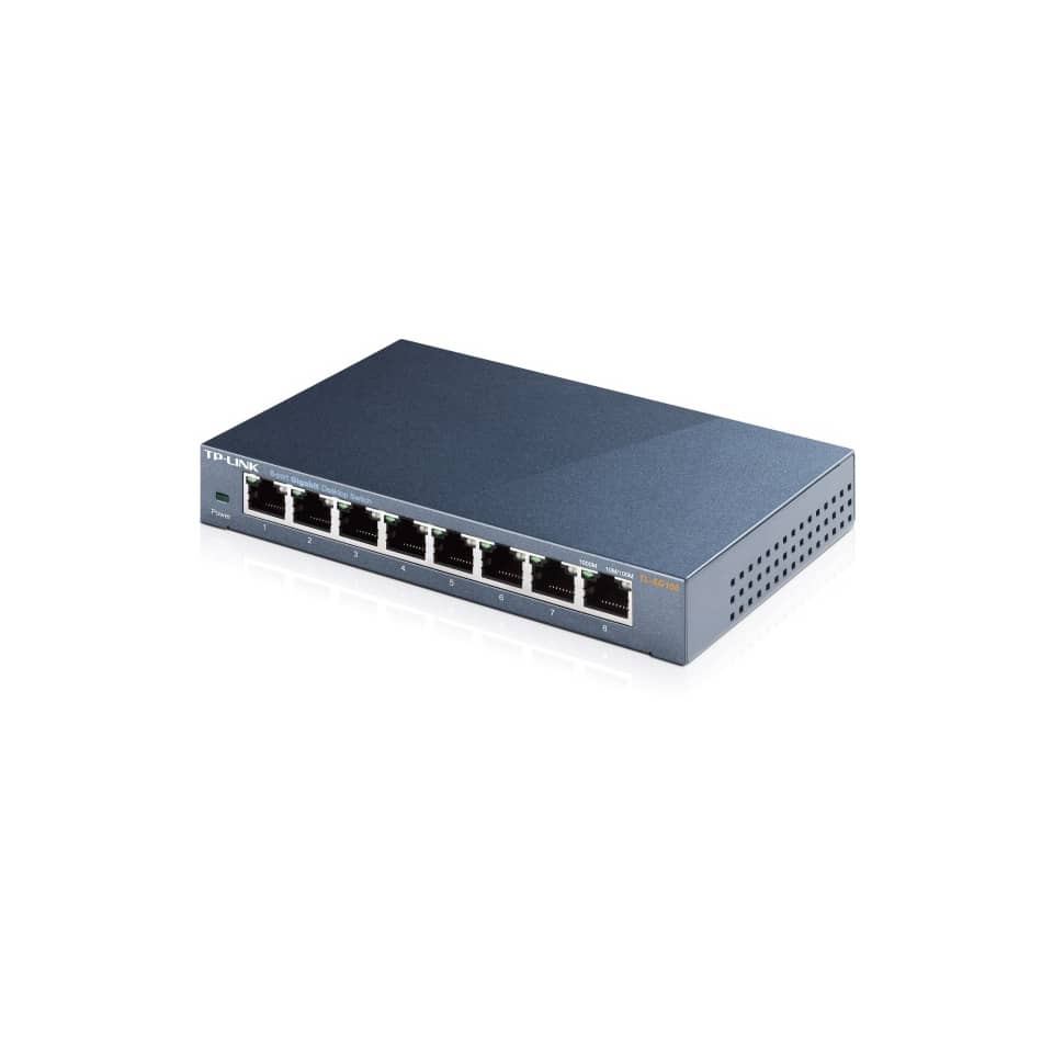 switch, netzwerk, 8-port, RJ45, PoE