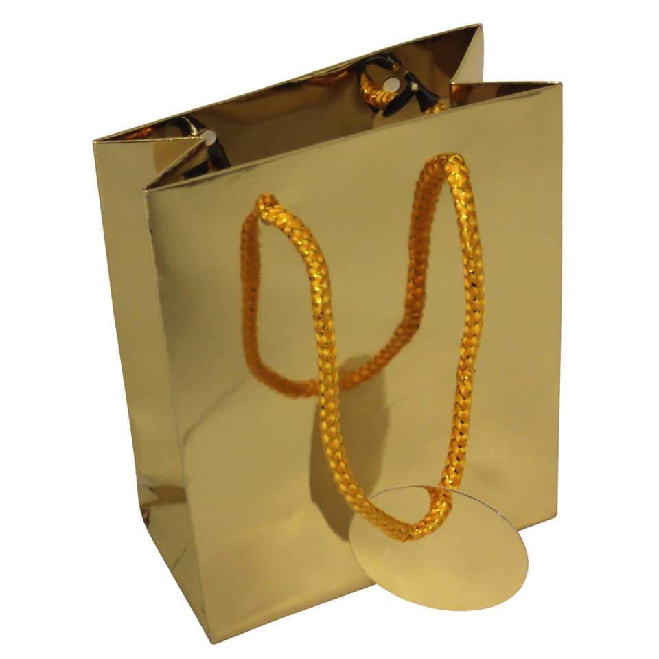Geschenkbeutel, Goldene Tasche, goldenes Seil, Griffseil, Einkaufstasche