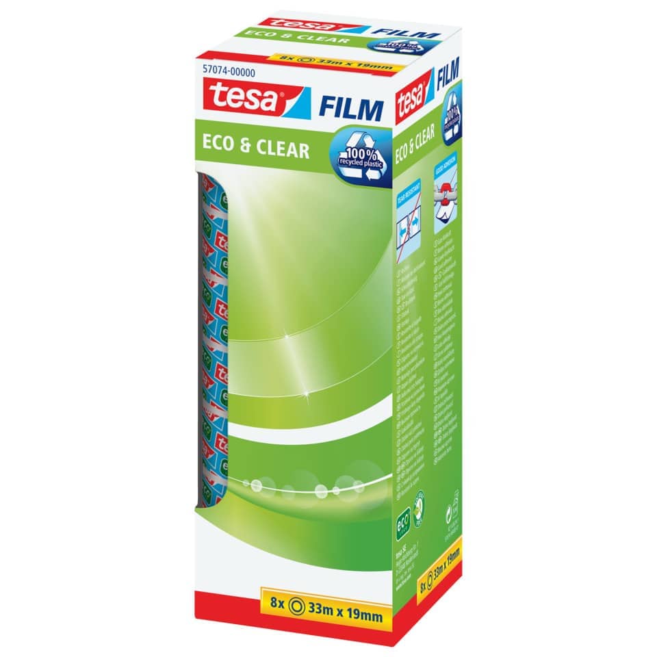 Klebefilm, Transparentes Folienband, Eco & Clear, Recyclingmaterial, Tesa Film
