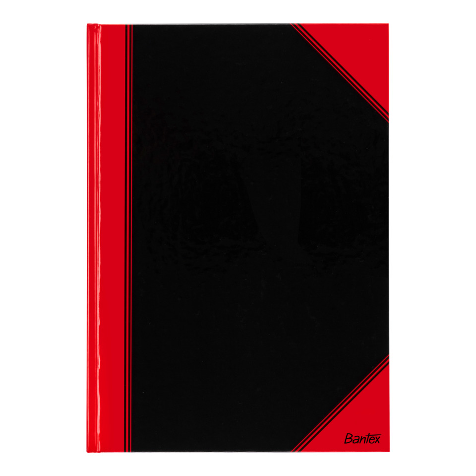 Notizbuch, Lederoptik, Schwarz, Rot, Bantex