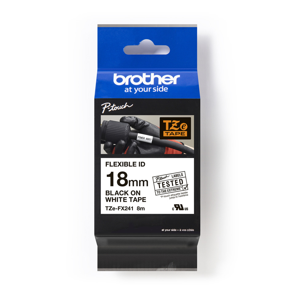 18mm, schwarz-auf-weiss, Klebeband, flexible ID, Brother-Verpackung