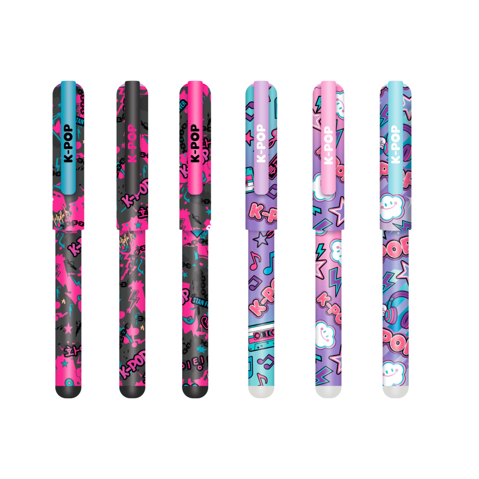 K-Pop Stift, K-Pop Muster, Kunststoffstift, bunte Muster, Magnetischer Clip