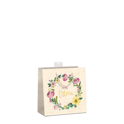 Ostertragetasche Blumenkranz, 15 x 15 x 6 cm, Zuckerrohrpapier SKORPION 7513-2401-S