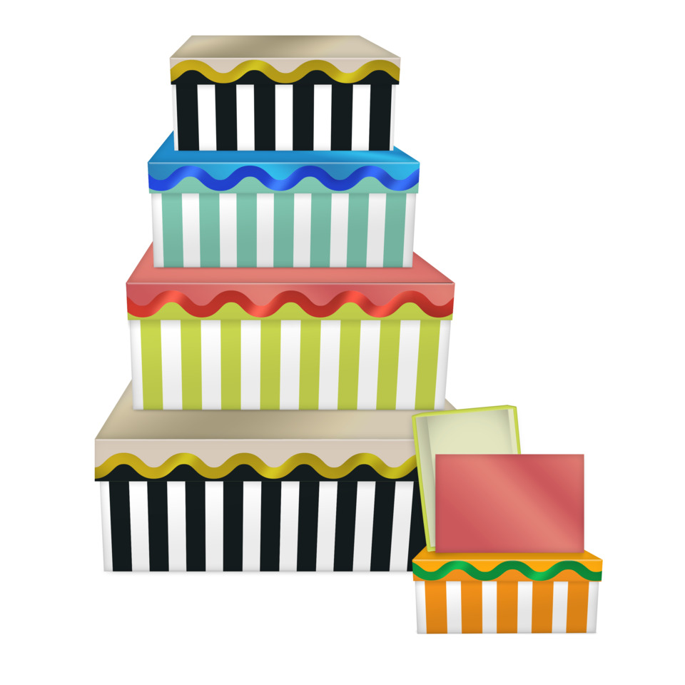 geschenkboxen, verpackung, streifenmuster, bunte boxen, kollektion boxes