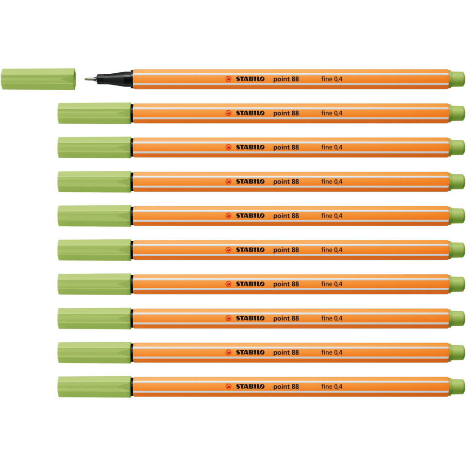 Marker, Orange pen, Fine point, Green cap, Set of pens