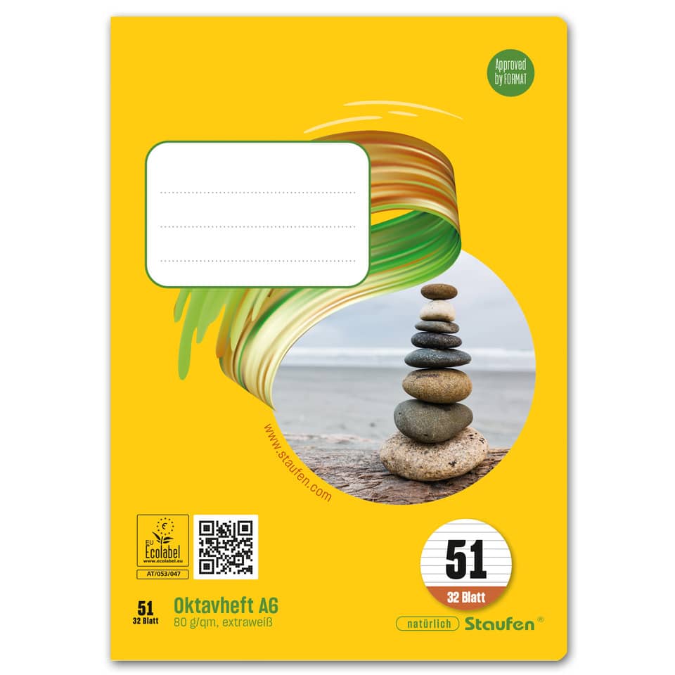 Notizheft, Oktavheft, A6, 80 g/m², glänzend gelb