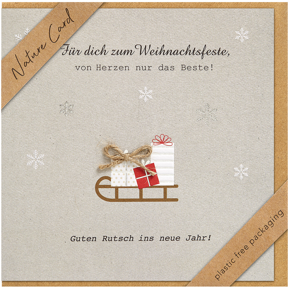 Weihnachtskarte, Geschenkidee, Naturkarton, Schneeflake, Geschenkpakete