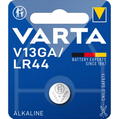 Knopfzellen-Batterie Alkali-Mangan LR44/V13GA, 1 Stück VARTA 04276101401 Knopfzellen-Batterie Alkali-Mangan LR44/V13GA, 1 Stück VARTA 04276101401