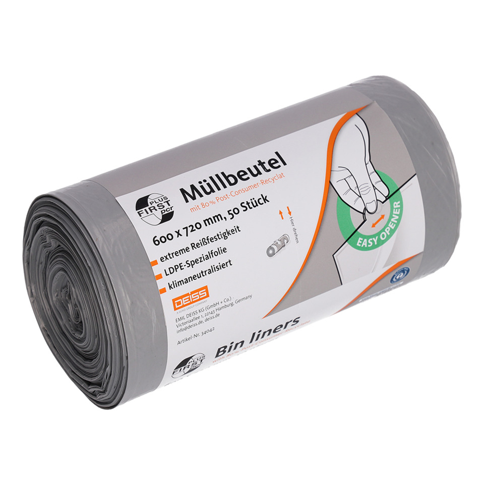 Recycling bags, Garbage bags, Trash bags, 50 pieces, 600 x 720 mm