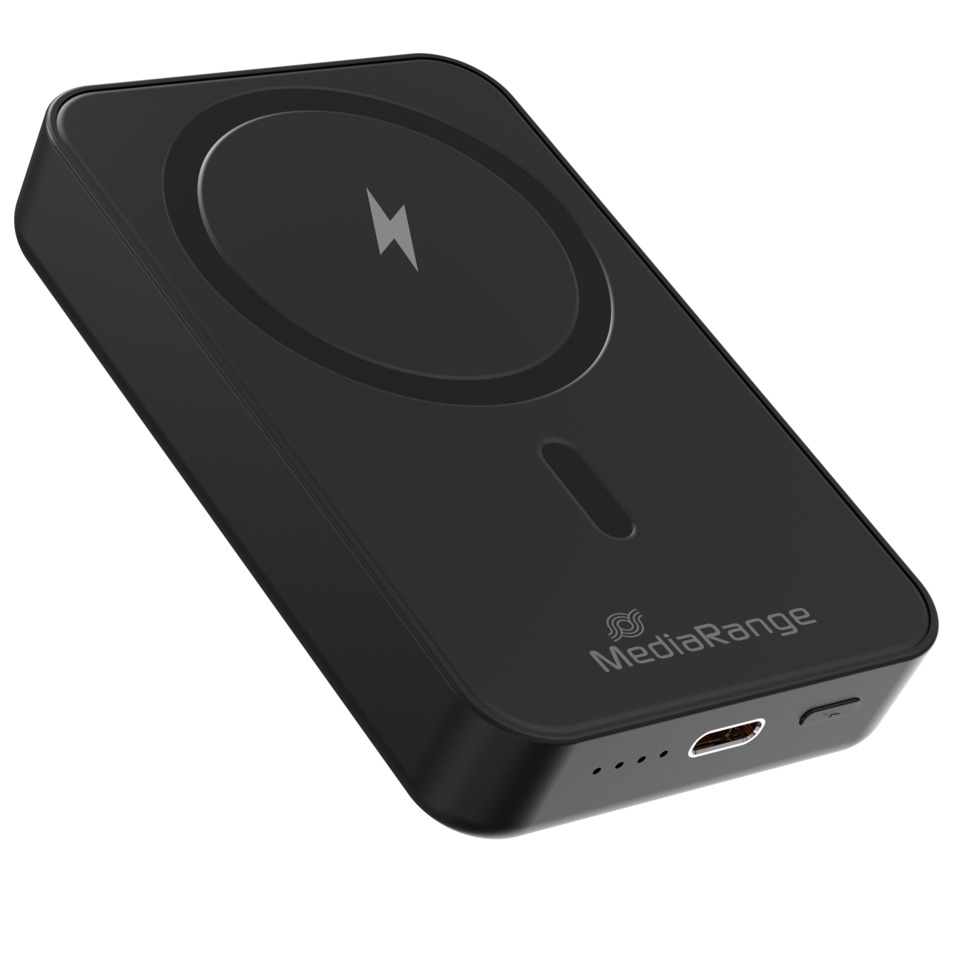 wireless charger, oval pad, MagSafe compatible, black, Mediarange