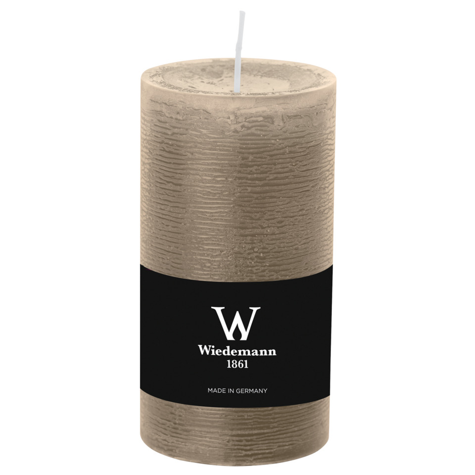 Kerze, Beige, Texturiert, Pillar, Beschriftet