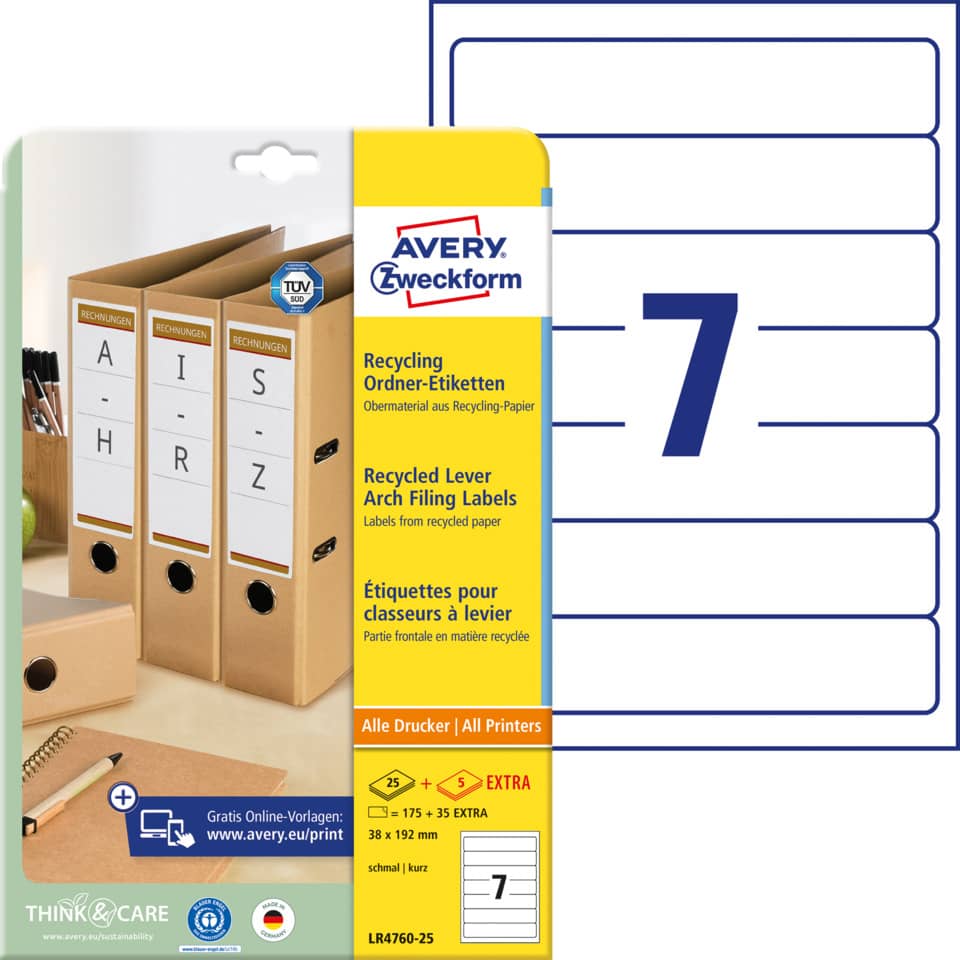 Archivordner, Avery Etiketten, Kartonetiketten, Recyclingpapier, Büromaterial