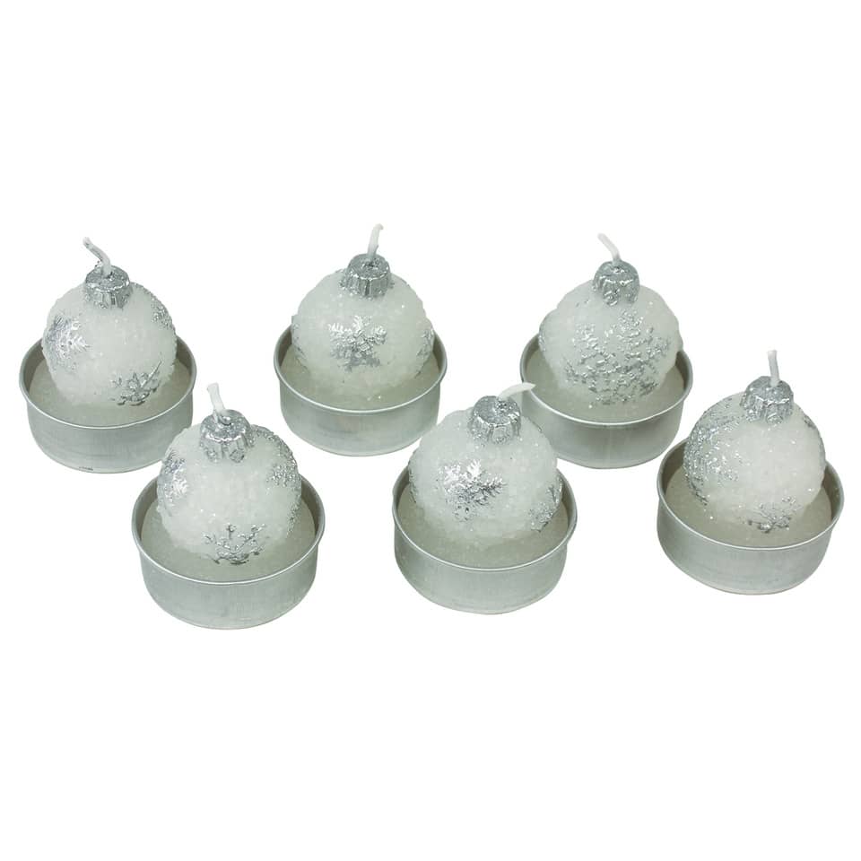 Kugeln, Teelicht, Schneeflocken-Design, Silber, Vorratsbehälter