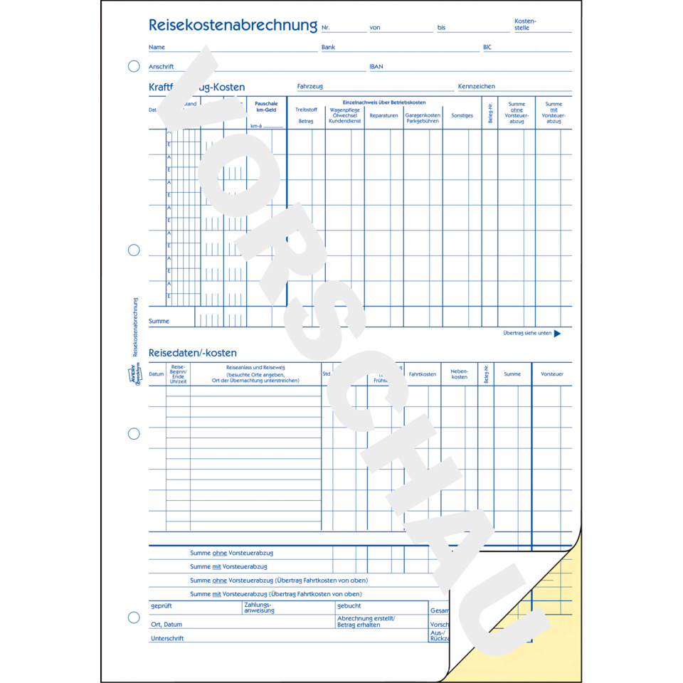Kassenformular, Reisekosten, Formular, Blaues Dokument, Papierformular