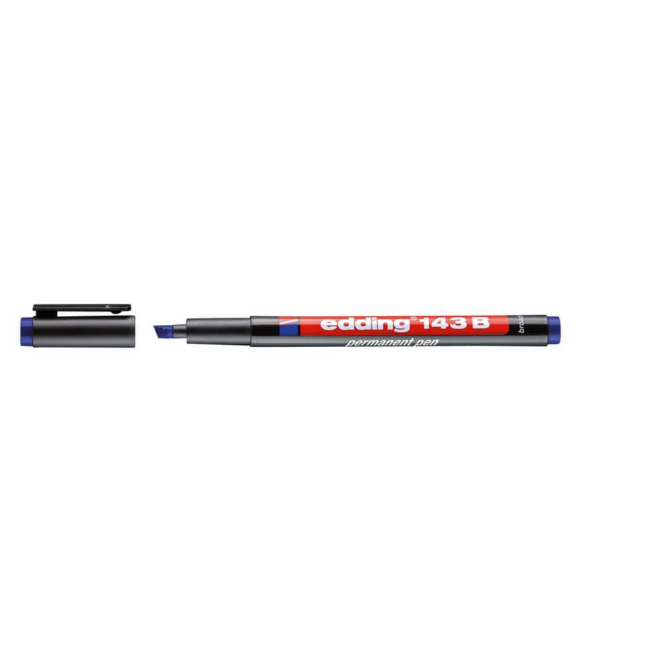 Permanentmarker, Markerstift, Blauer Deckel, Roter Körper, Edding 143 B