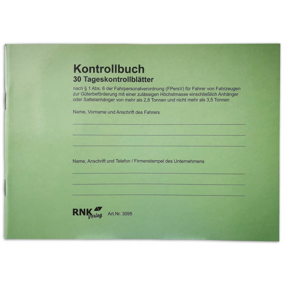 Kontrollbuch, 30 Seiten, Blattblock, Grün, A4