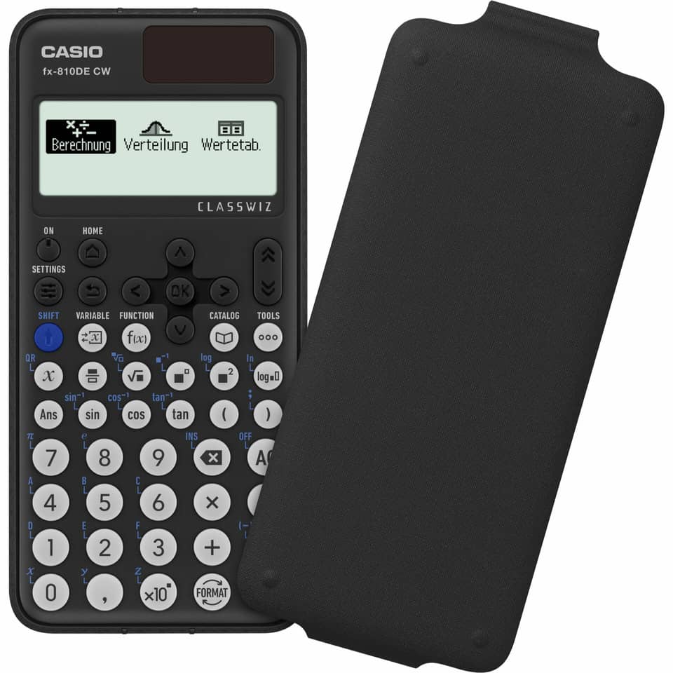 Taschenrechner, Casio fx-8100DE CW, Graphikrechner, Schutztasche, Schwarz