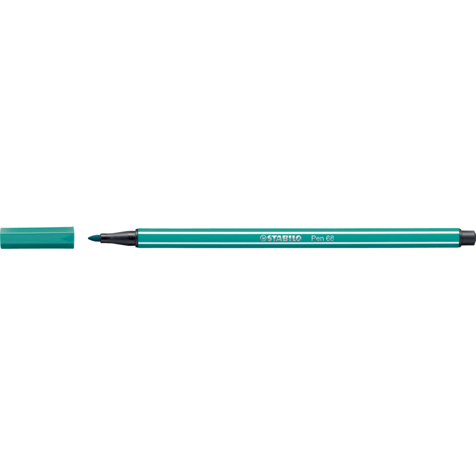 stabilo pen 68, marker, fineliner, turquoise, cap