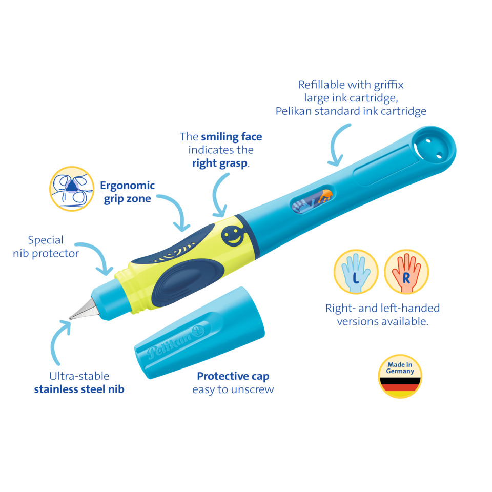 Bleistiftspitzer, Edelstahl Spitze, ergonomischer Griff, Schutzhülle, Tintenpatrone