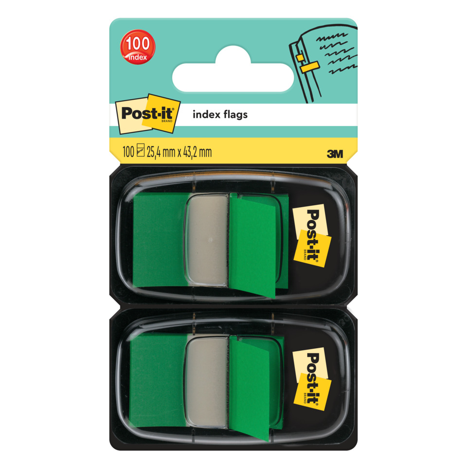 Post-it Flags, Index Flags, Grüne Flaggen, Haftnotizen, Packung mit 2