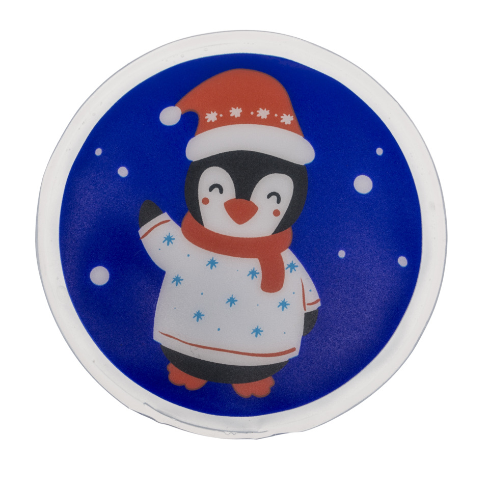 Teller, rund, Glas, Pinguinmotiv, Weihnachtsmotiv