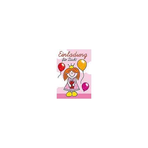 Einladungskarte Kindergeburtstag Mädchen, 8 Stück KOMMA³ 50-001
