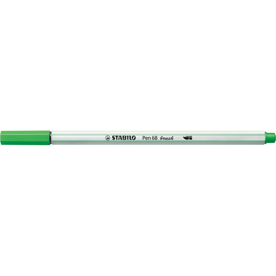 Stabilo Stift, grüner Marker, Metallkörper, Pinselspitze, Schreibgerät