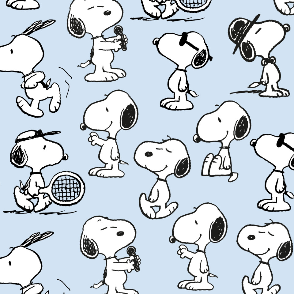 Hundepsych, Snoopy Muster, Snoopy Muster, Tennis Schläger, Kopfhörer, Snoopy Pattern