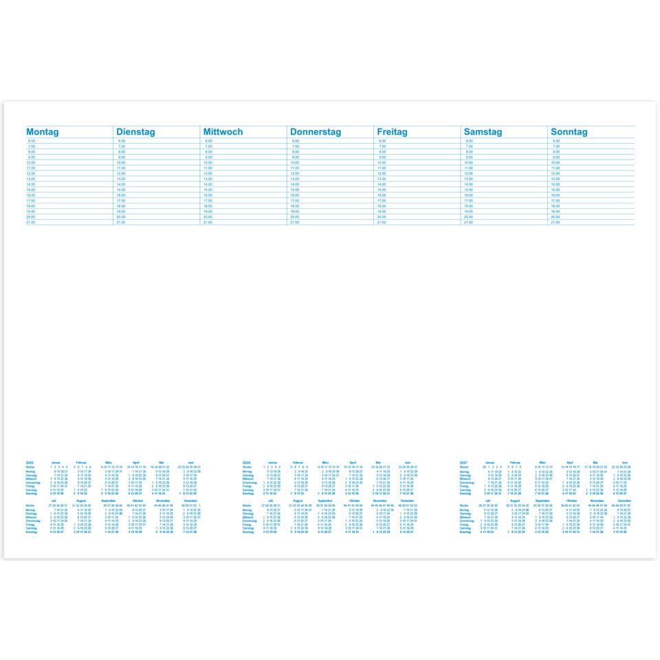 Kalender, Wandkalender, Gitterlayout, blauer Text, Monatskalender