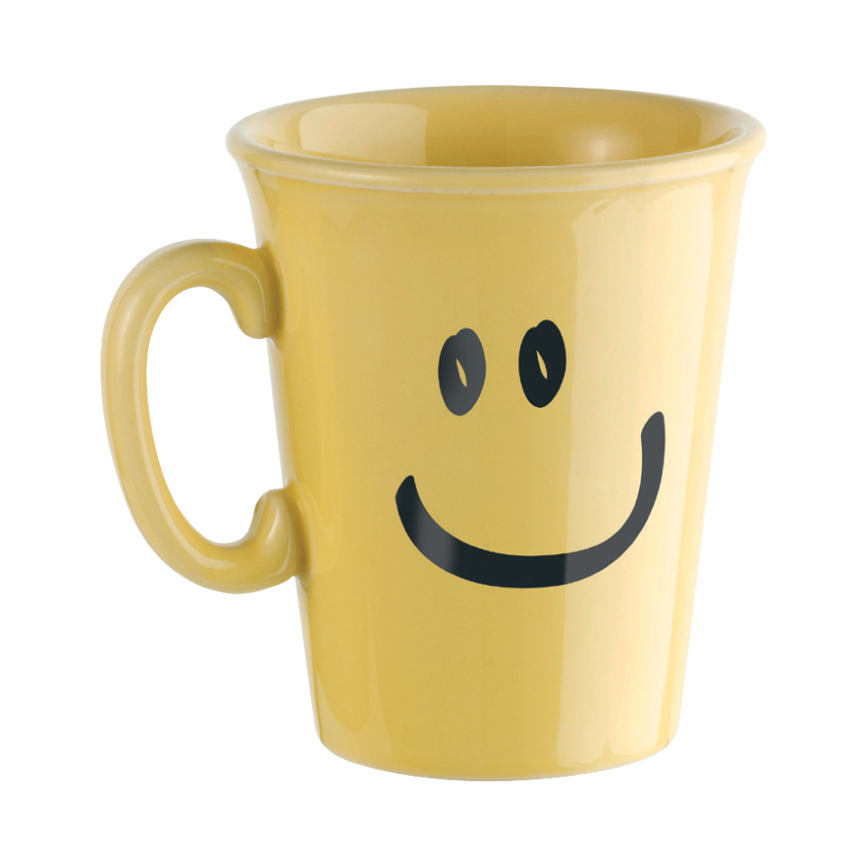 Becher, Tasse, Gelb, Smiley, Kaffeebecher