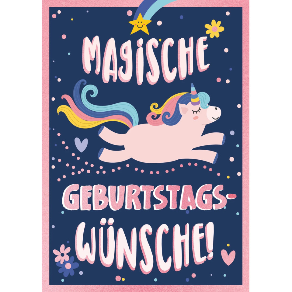 einhorn, geburtstagskarte, süß, märchenhaft, pastell