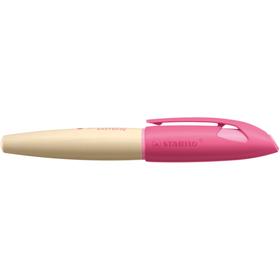 Schreibfeder, Kugelschreiber, Holzgriff, pink, Clip