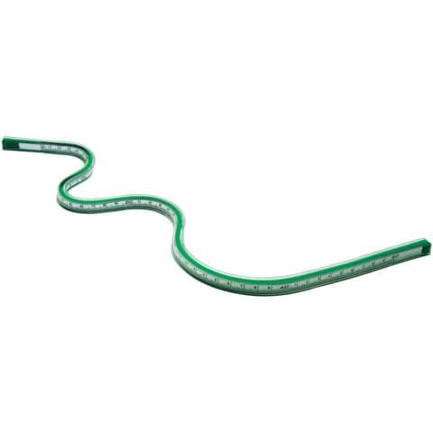 Kurvenlineal, grün, mit mm-Teilung, Kunststoff mit Metallkern, biegsam, 50 cm RUMOLD 821050