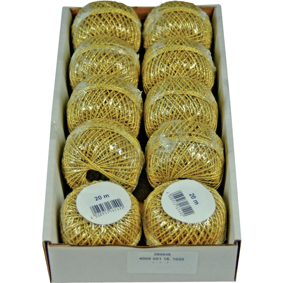 gold thread, glitter yarn, decorative string, 20 m, ball ballons