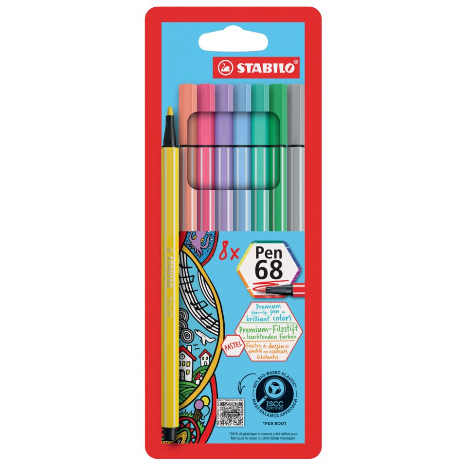 Pastel markers, Marker set, 8x Pen 68, colored pens, packaging design