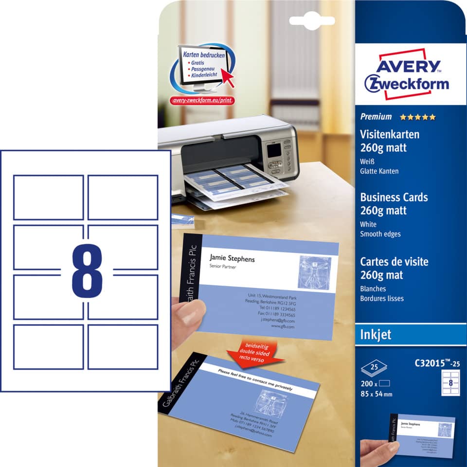 Visitenkarten, Kartenprinter, Arbeitsplatz, Business Cards, Tintenstrahl