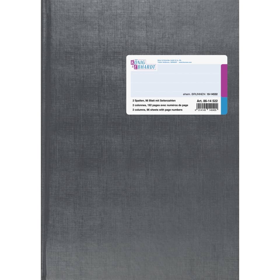 Notizbuch, Lederoptik, grau, Klemmbadge, Sortable Seiten