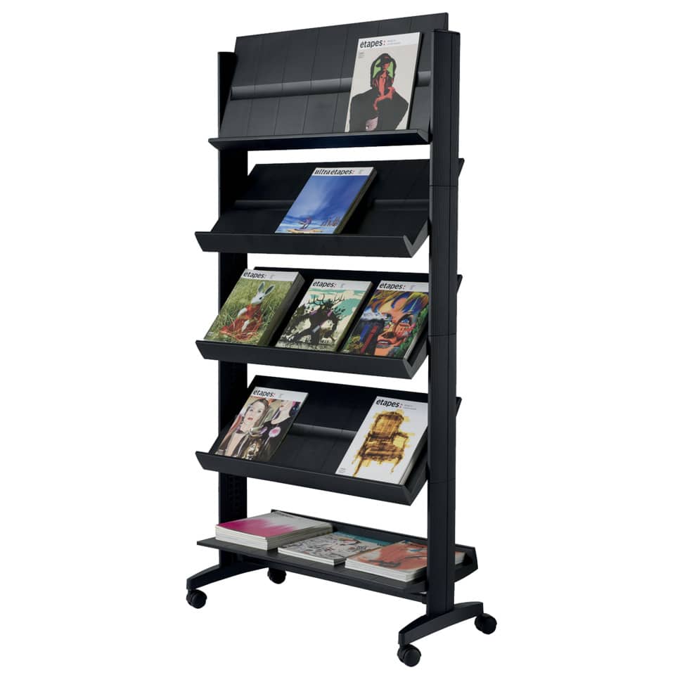 magazinständer, ausstellungsständer, rollbarer rack, buchregal, magazinständer