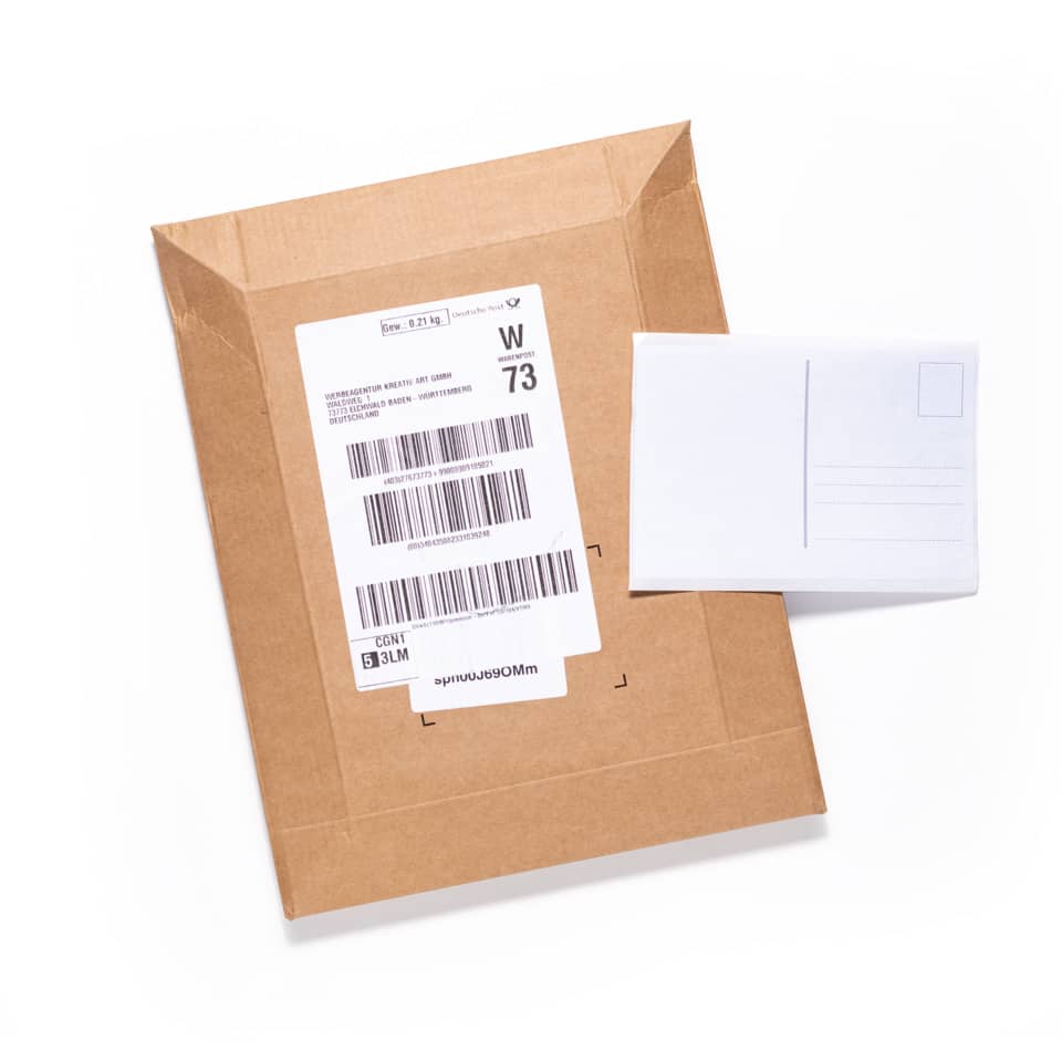 Paket, Karton, Versandlabel, Barcodes, Briefumschlag